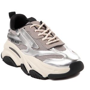 Womens Steve Madden Possession Platform Sneaker - Silver